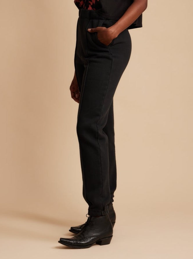 Fleece Tuxedo Tracker Pant in Black