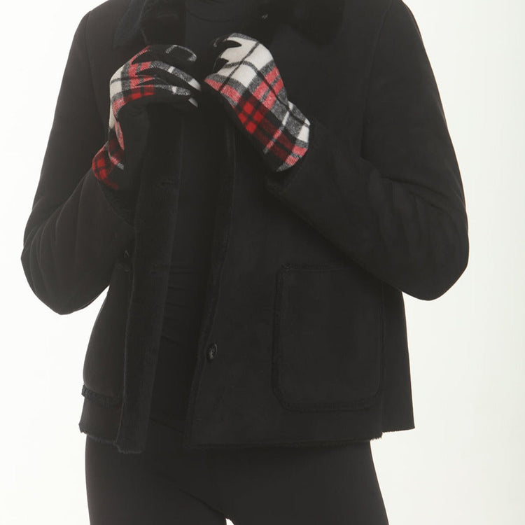 Bianca Plaid Gloves in Red & Black