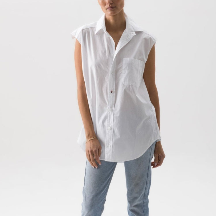 The Cutoff Sleeveless Shirt in White