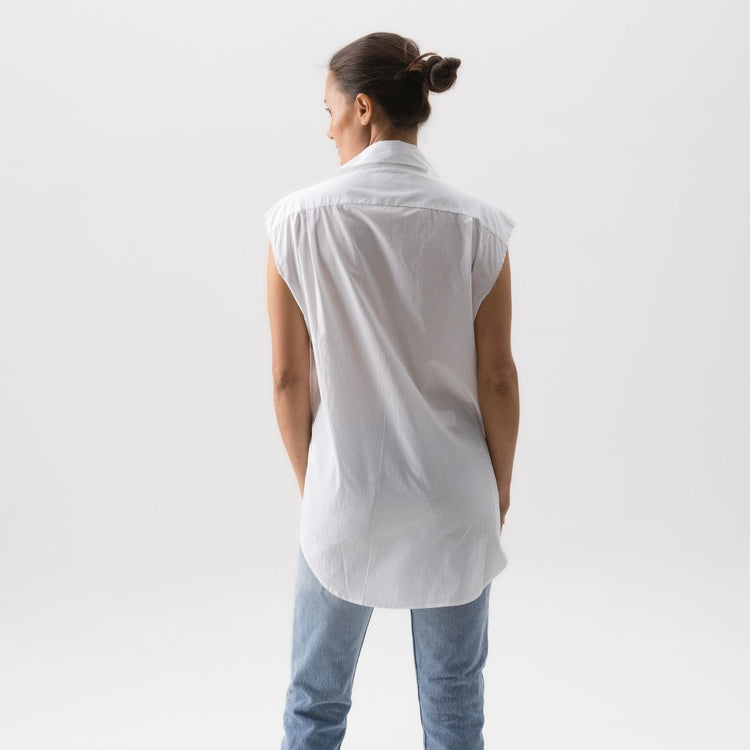 The Cutoff Sleeveless Shirt in White