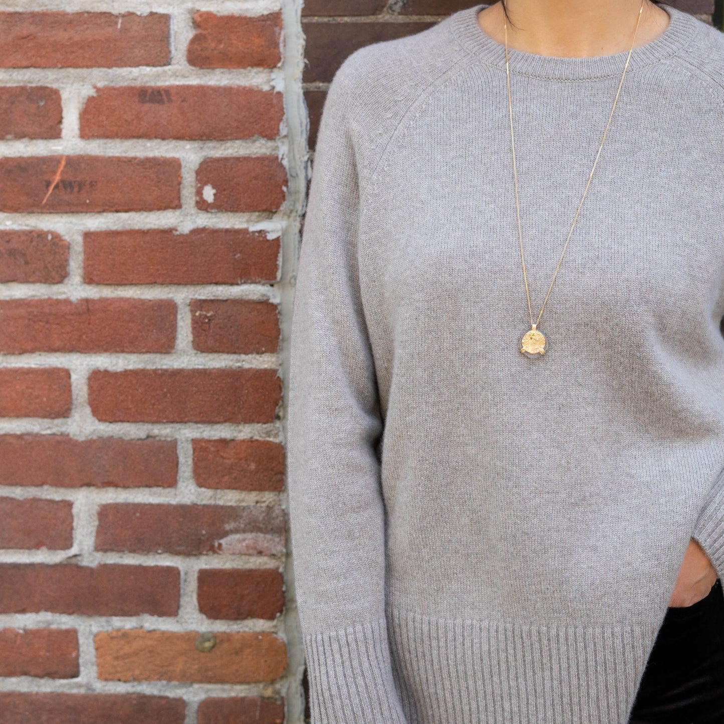 Long Cashmere Crew in Oyster