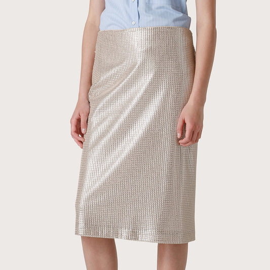 Sequin Sheath Skirt in Cream
