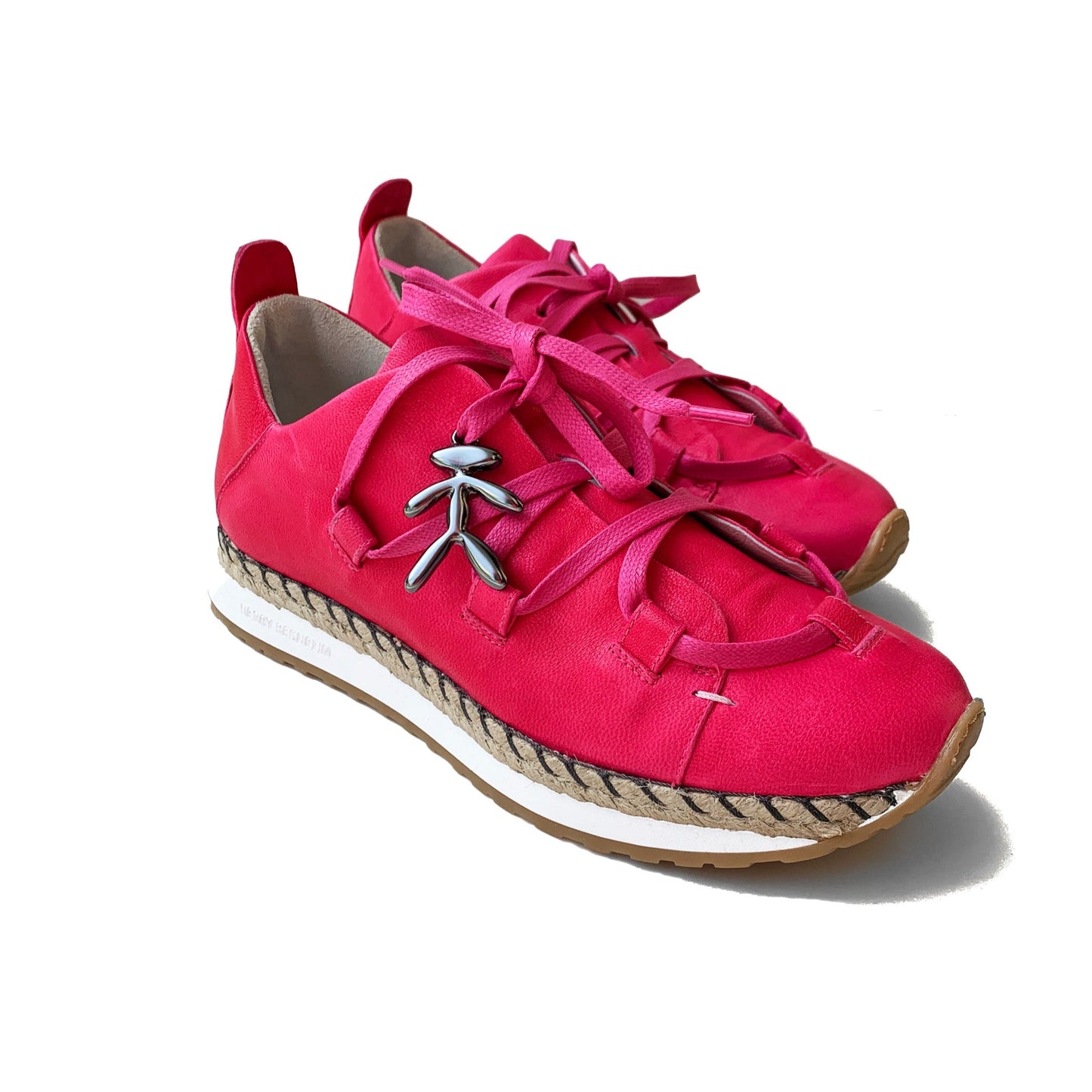 Lace Up Leather Sneaker in Fuchsia