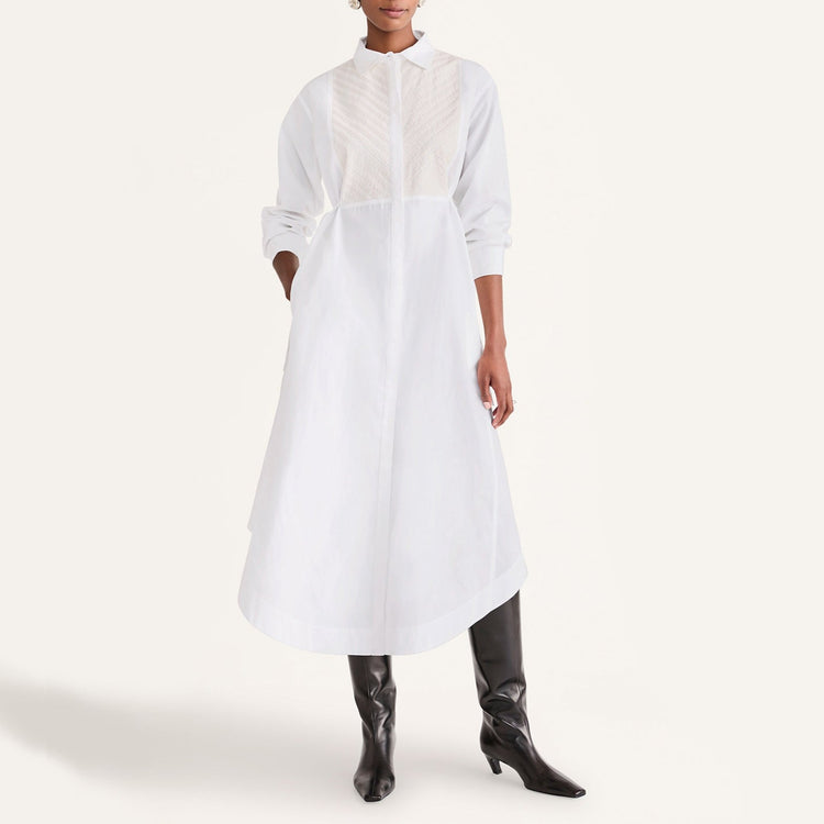 Bellport Shirt Dress in White