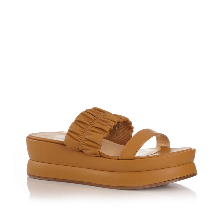 Margo Platform Sandal in Camel Leather