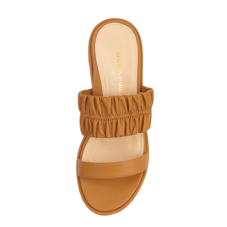 Margo Platform Sandal in Camel Leather